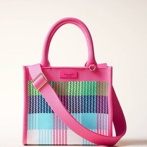 Kate Spade x target  plaid knit crossbody bag red pink green blue BNWT